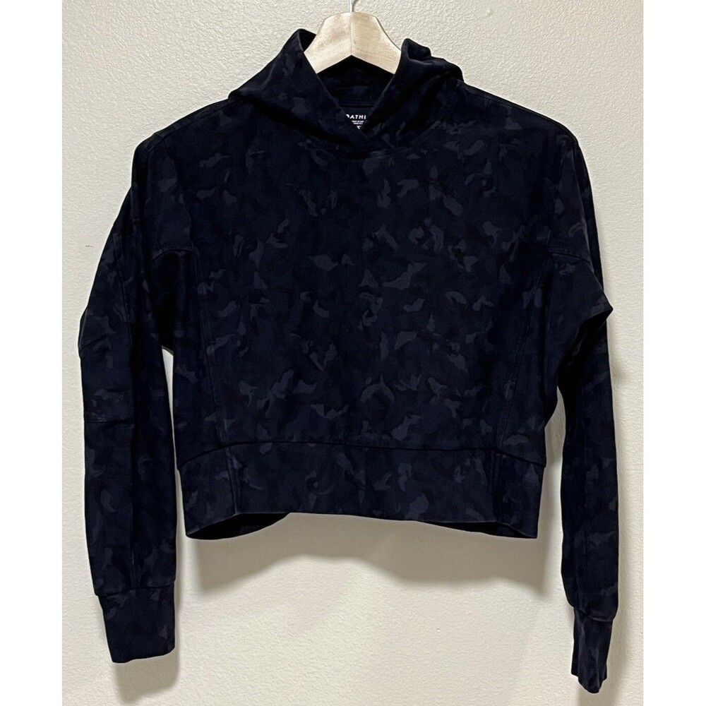 Athleta Farallon Hoodie Size XXS Navy Camo Batwing Athleisure Active Outdoors